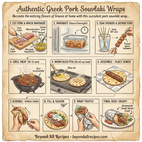 Authentic Greek Pork Souvlaki Wraps instructions