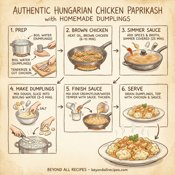 Authentic Hungarian Chicken Paprikash with Homemade Dumplings instructions