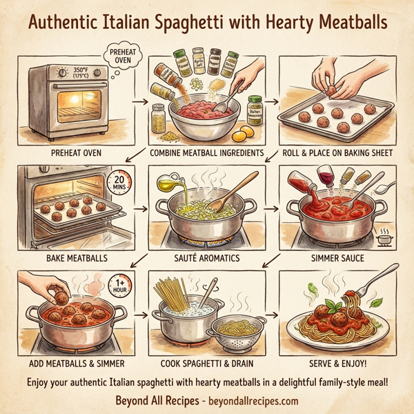 Authentic Italian Spaghetti with Hearty Meatballs instructions