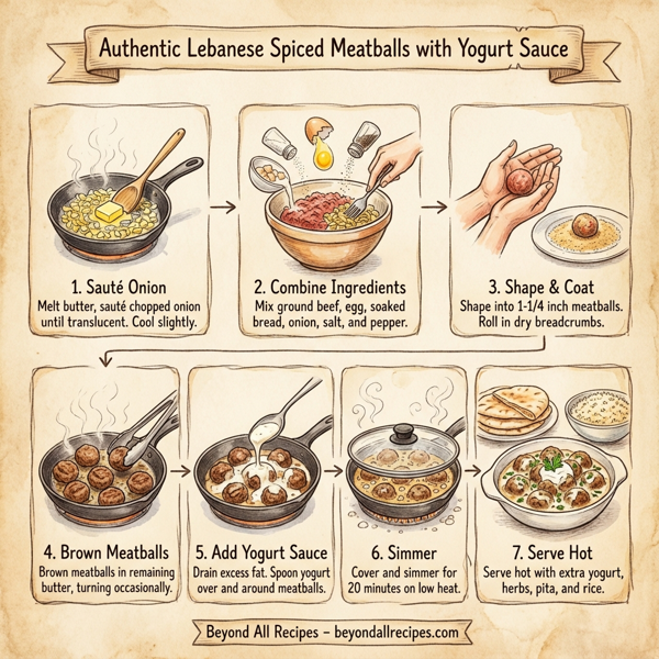 Authentic Lebanese Spiced Meatballs with Yogurt Sauce instructions