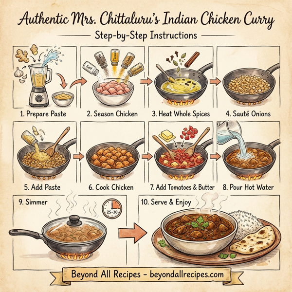 Authentic Mrs. Chittaluru's Indian Chicken Curry instructions