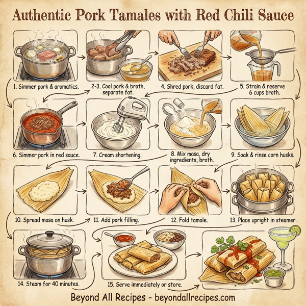 Authentic Pork Tamales with Red Chili Sauce instructions