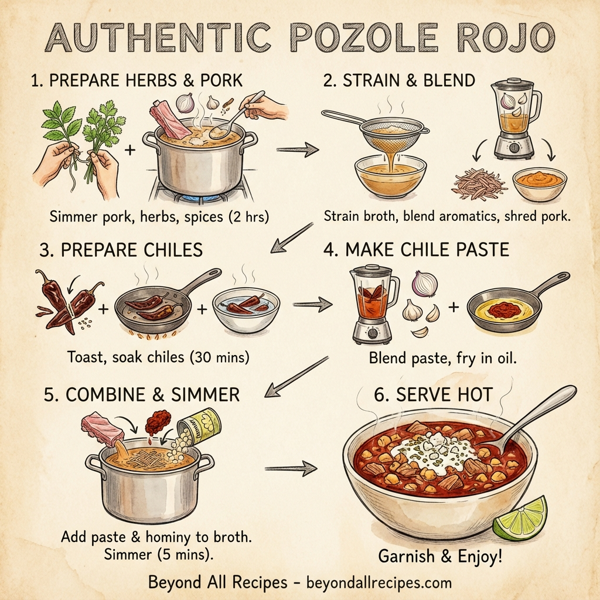 Authentic Pozole Rojo - Traditional Mexican Pork and Hominy Stew instructions