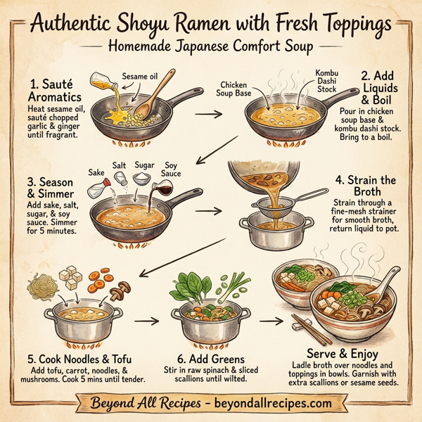 Authentic Shoyu Ramen with Fresh Toppings instructions