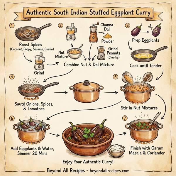 Authentic South Indian Stuffed Eggplant Curry instructions