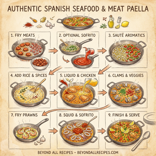 Authentic Spanish Seafood & Meat Paella instructions