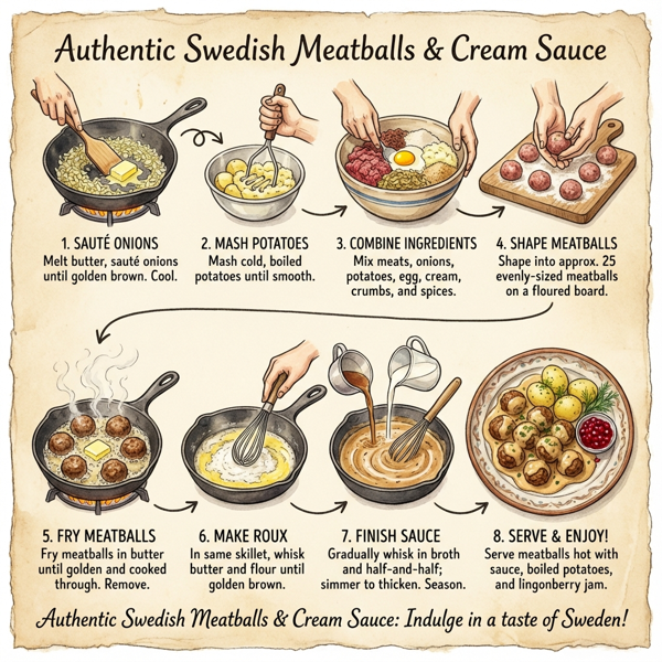 Authentic Swedish Meatballs with Cream Sauce instructions