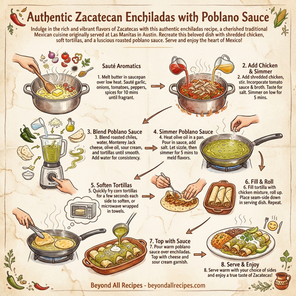 Authentic Zacatecan Enchiladas with Poblano Sauce instructions