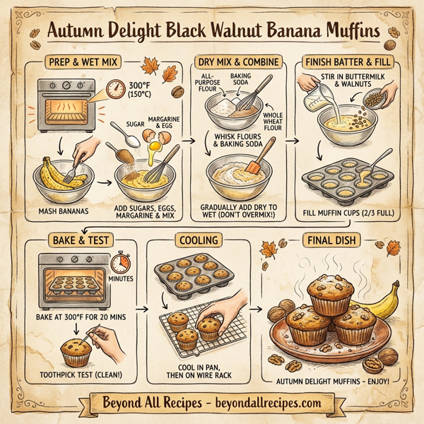 Autumn Delight Black Walnut Banana Muffins instructions