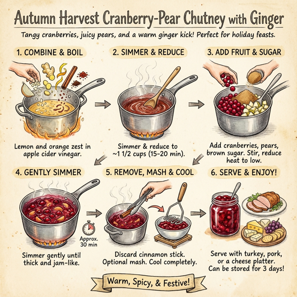 Autumn Harvest Cranberry-Pear Chutney with Ginger instructions