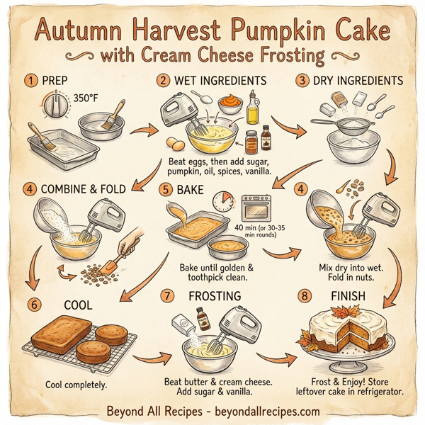 Autumn Harvest Pumpkin Cake with Cream Cheese Frosting instructions
