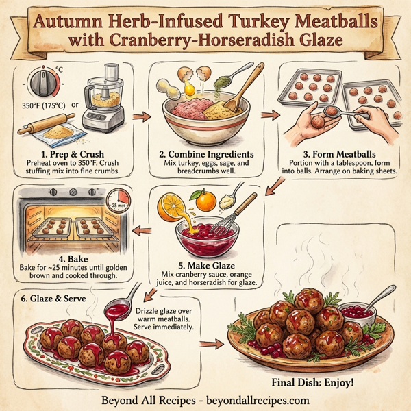 Autumn Herb-Infused Turkey Meatballs with Cranberry-Horseradish Glaze instructions