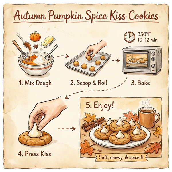 Autumn Pumpkin Spice Kiss Cookies instructions