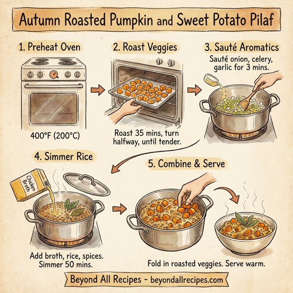 Autumn Roasted Pumpkin and Sweet Potato Pilaf instructions