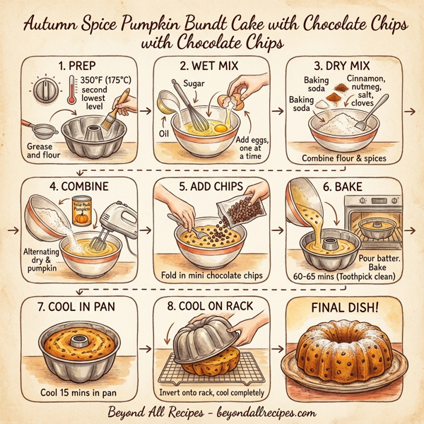 Autumn Spice Pumpkin Bundt Cake with Chocolate Chips instructions