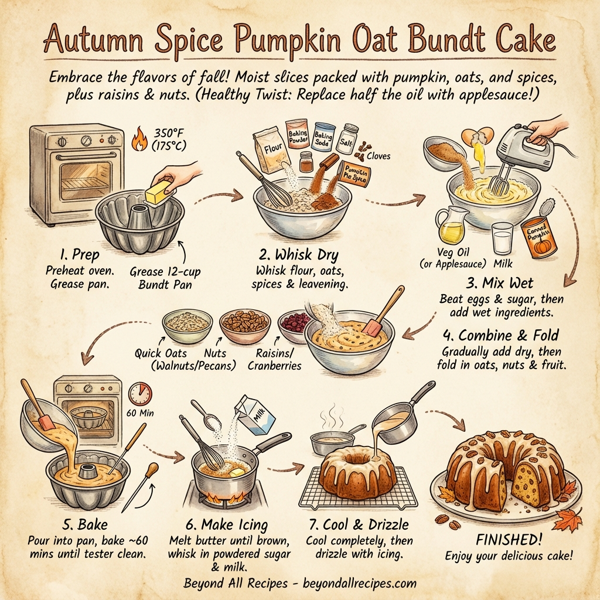 Autumn Spice Pumpkin Oat Bundt Cake instructions