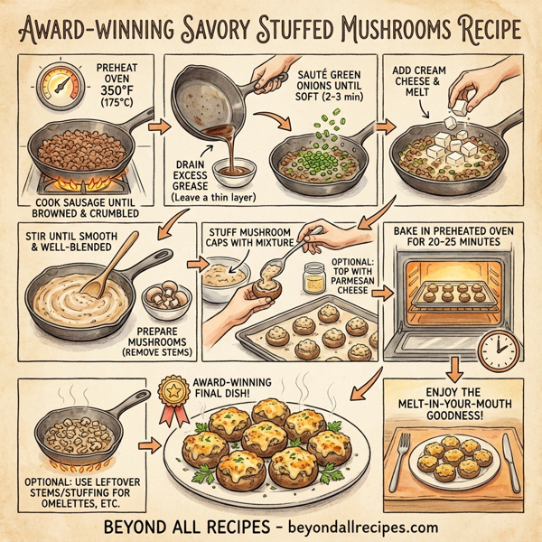 Award-Winning Savory Stuffed Mushrooms instructions