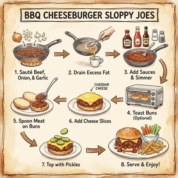 BBQ Cheeseburger Sloppy Joes instructions