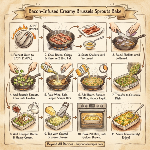 Bacon-Infused Creamy Brussels Sprouts Bake instructions