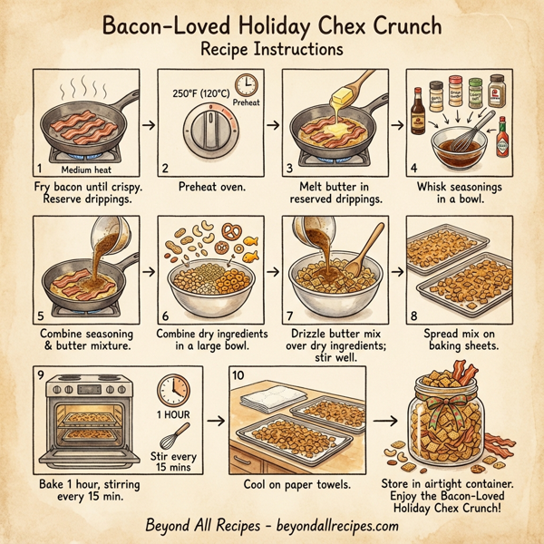 Bacon-Loved Holiday Chex Crunch instructions