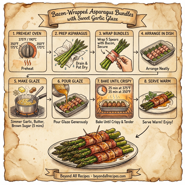 Bacon-Wrapped Asparagus Bundles with Sweet Garlic Glaze instructions