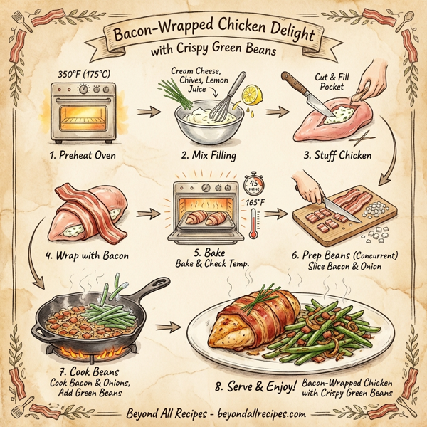 Bacon-Wrapped Chicken Delight with Crispy Green Beans instructions