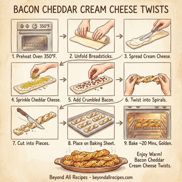 Bacon Cheddar Cream Cheese Twists instructions