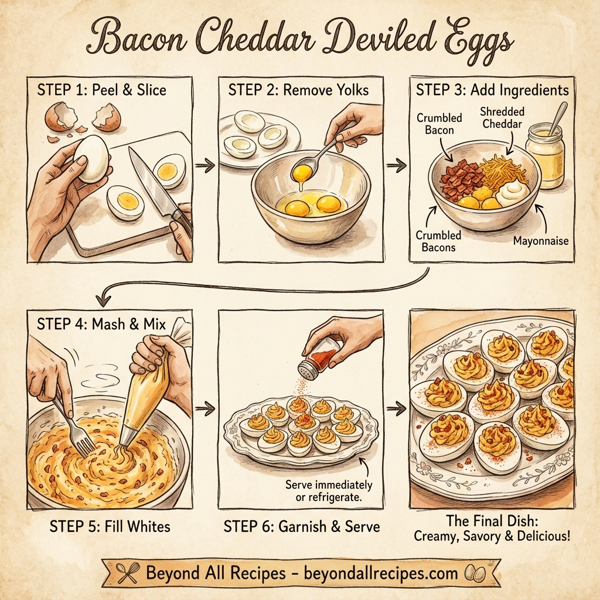 Bacon Cheddar Deviled Eggs instructions