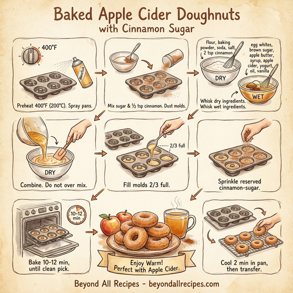 Baked Apple Cider Doughnuts with Cinnamon Sugar instructions
