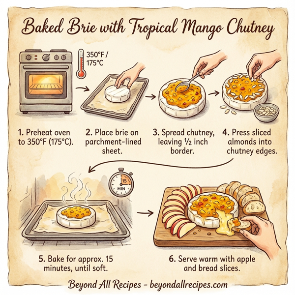Baked Brie with Tropical Mango Chutney instructions