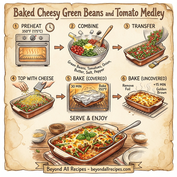Baked Cheesy Green Beans and Tomato Medley instructions