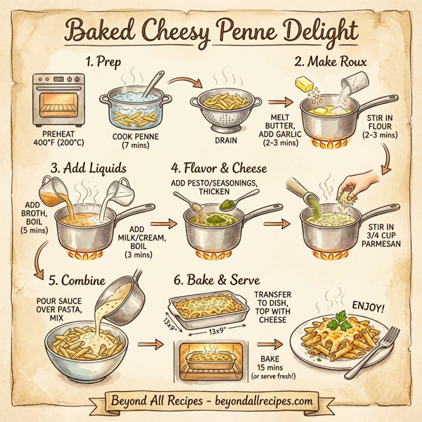 Baked Cheesy Penne Delight instructions