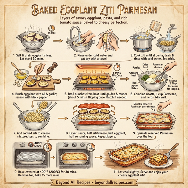 Baked Eggplant Ziti Parmesan instructions