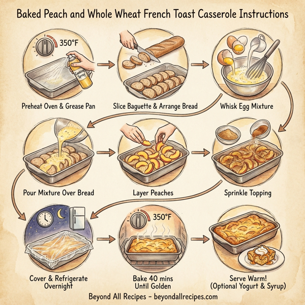 Baked Peach and Whole Wheat French Toast Casserole instructions