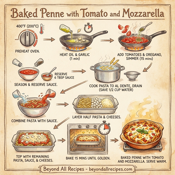 Baked Penne with Tomato and Mozzarella instructions