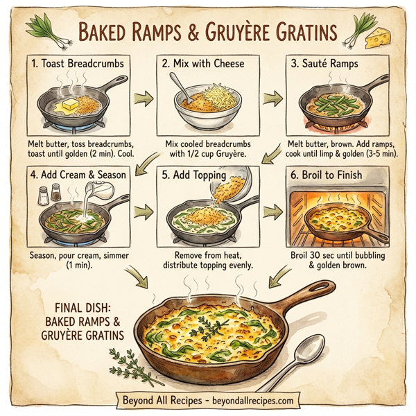Baked Ramps and Gruyère Gratins instructions