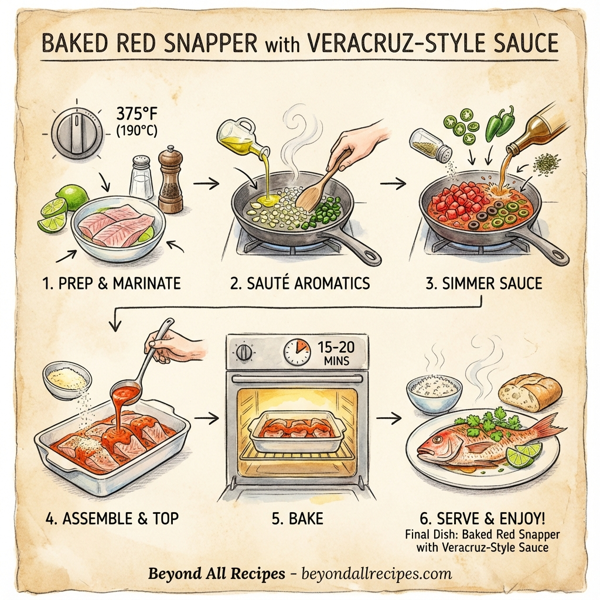 Baked Red Snapper with Veracruz-Style Sauce instructions