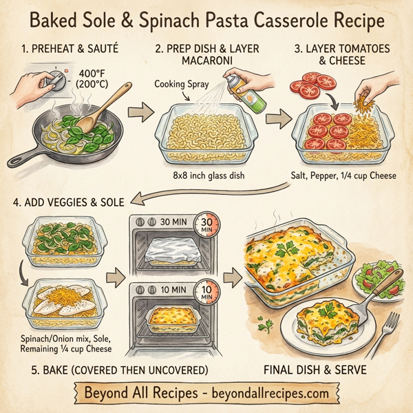 Baked Sole & Spinach Pasta Casserole instructions