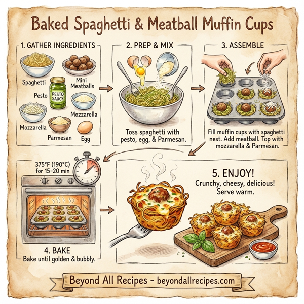 Baked Spaghetti & Meatball Muffin Cups instructions