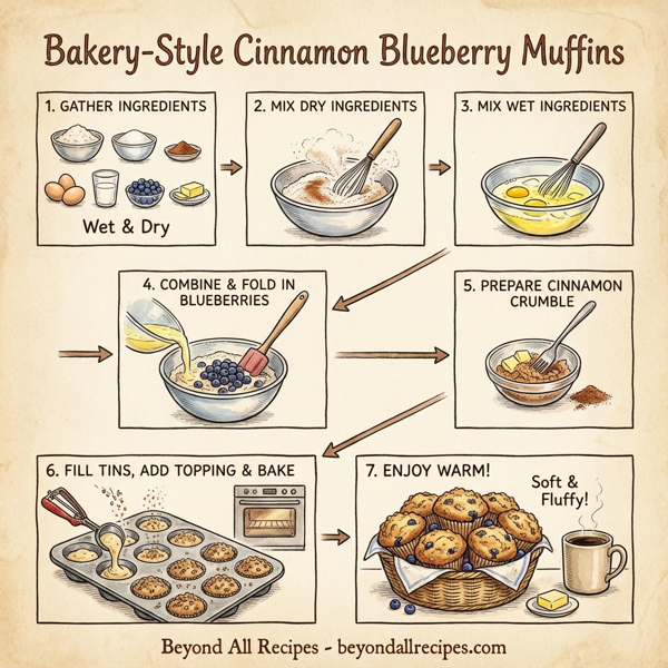 Bakery-Style Cinnamon Blueberry Muffins instructions