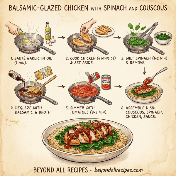 Balsamic-Glazed Chicken with Spinach and Couscous instructions