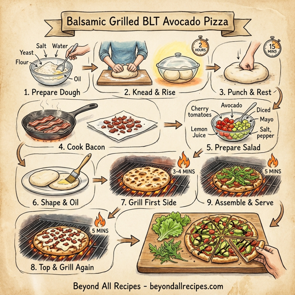 Balsamic Grilled BLT Avocado Pizza instructions
