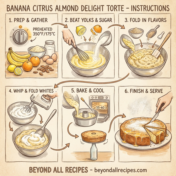 Banana Citrus Almond Delight Torte instructions