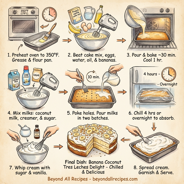 Banana Coconut Tres Leches Delight instructions
