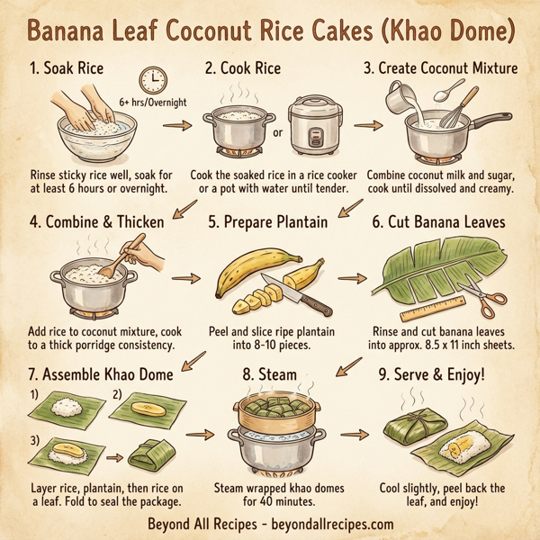 Banana Leaf Coconut Rice Cakes (Khao Dome) instructions
