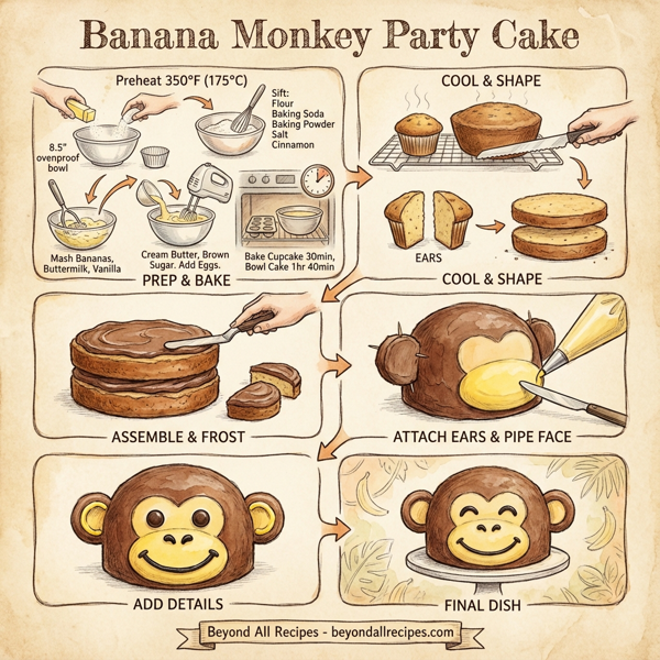 Banana Monkey Party Cake instructions
