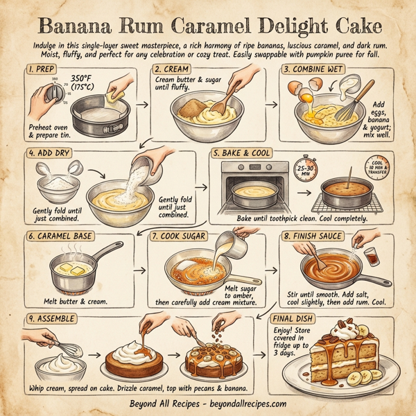 Banana Rum Caramel Delight Cake instructions