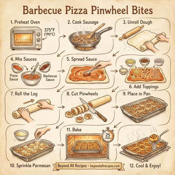 Barbecue Pizza Pinwheel Bites instructions