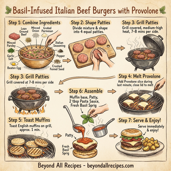 Basil-Infused Italian Beef Burgers with Provolone instructions