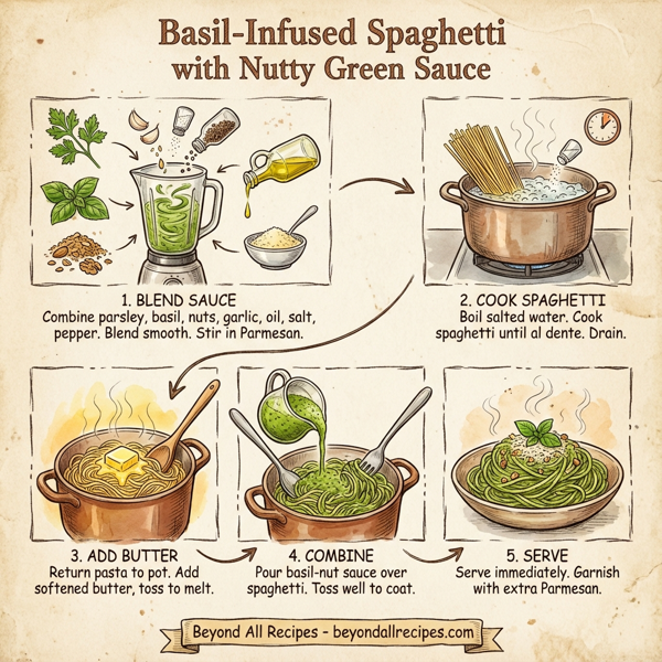 Basil-Infused Spaghetti with Nutty Green Sauce instructions